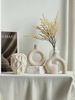 3PC White Ceramic Style Art Abstract Vase Set Can Hold Water Arrangement Vase Ornament Ornament Bottle_maomaolike.com