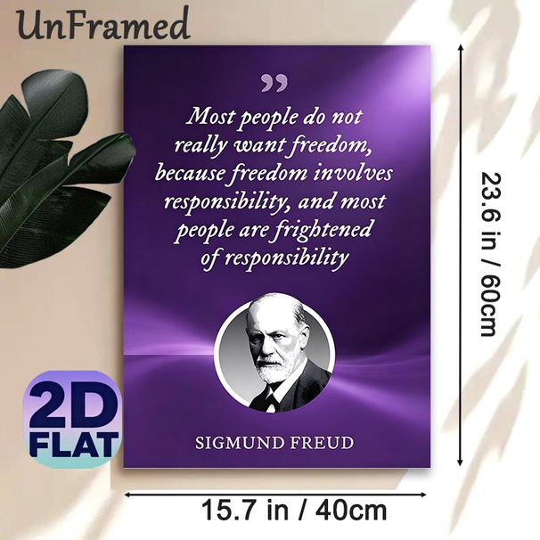 Sigmund Freud Inspirational Quote Painting Poster, Elegant Purple Typographic Poster, Thought-provoking Motivational Wall Art, Suitable For Home_maomaolike.com