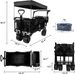Collapsible Wagon Heavy Duty Folding Wagon Cart With Removable Canopy, 4" Wide Large All Terrain Wheels, Brake, Adjustable Handles,Cooler Bag Utility Carts For Outdoor Garden Beach_maomaolike.com