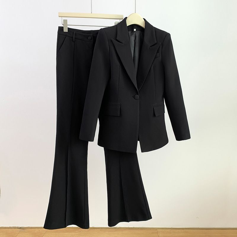 Women's clothing Suit Pants Irregular Lapel Simple Black Red Jacket + Pants_maomaolike.com