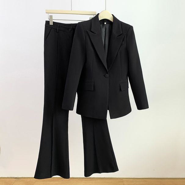 Women's clothing Suit Pants Irregular Lapel Simple Black Red Jacket + Pants_maomaolike.com