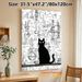 Black Cat & Chemistry Lab Painting Poster, Monochrome Sketch-style Poster, Artistic Design With Lab Glassware And Chemical Formulas, Ideal For Home_maomaolike.com
