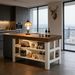 Kitchen Island, Breakfast Counter With Seating And Storage Shelves_maomaolike.com
