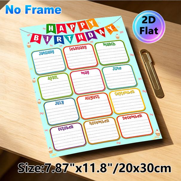 Birthday Tracker Painting Poster, Vibrant Festive Styled Poster, Practical For Recording Monthly Birthdays, Ideal For Office, Club Or Common Area_maomaolike.com