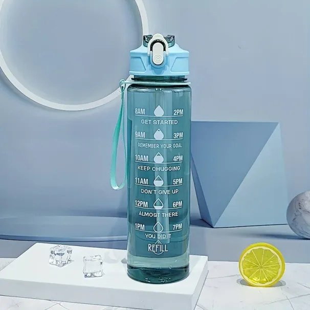 750ML With Straw Motivational Sport Water Bottle For Girls Leakproof Drinking Bottles Outdoor Travel Fitness Jugs_maomaolike.com