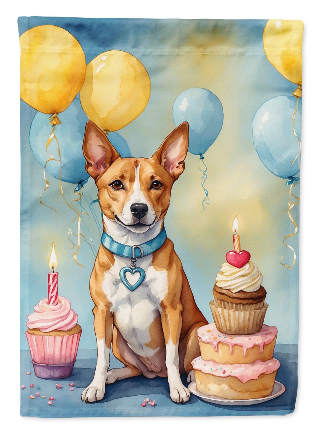 Basenji Happy Birthday Garden Flag Mailbox Flag Decorative Yard Flag Banner Outside Patio Artwork Yard Flower Beds, Garden Size, Multicolor_maomaolike.com