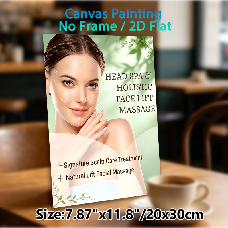 Head Spa & Holistic Face Lift Massage Painting Poster, Fresh Botanical-accented Facial Massage Guide Poster, Clear Massage Direction Reference For Spa_maomaolike.com