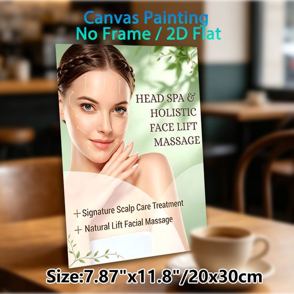 Head Spa & Holistic Face Lift Massage Painting Poster, Fresh Botanical-accented Facial Massage Guide Poster, Clear Massage Direction Reference For Spa_maomaolike.com