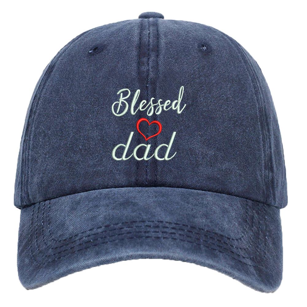 Unisex Washed cotton embroidery blessed dad baseball cap Cotton hat Dad hat Hip hop hat_maomaolike.com