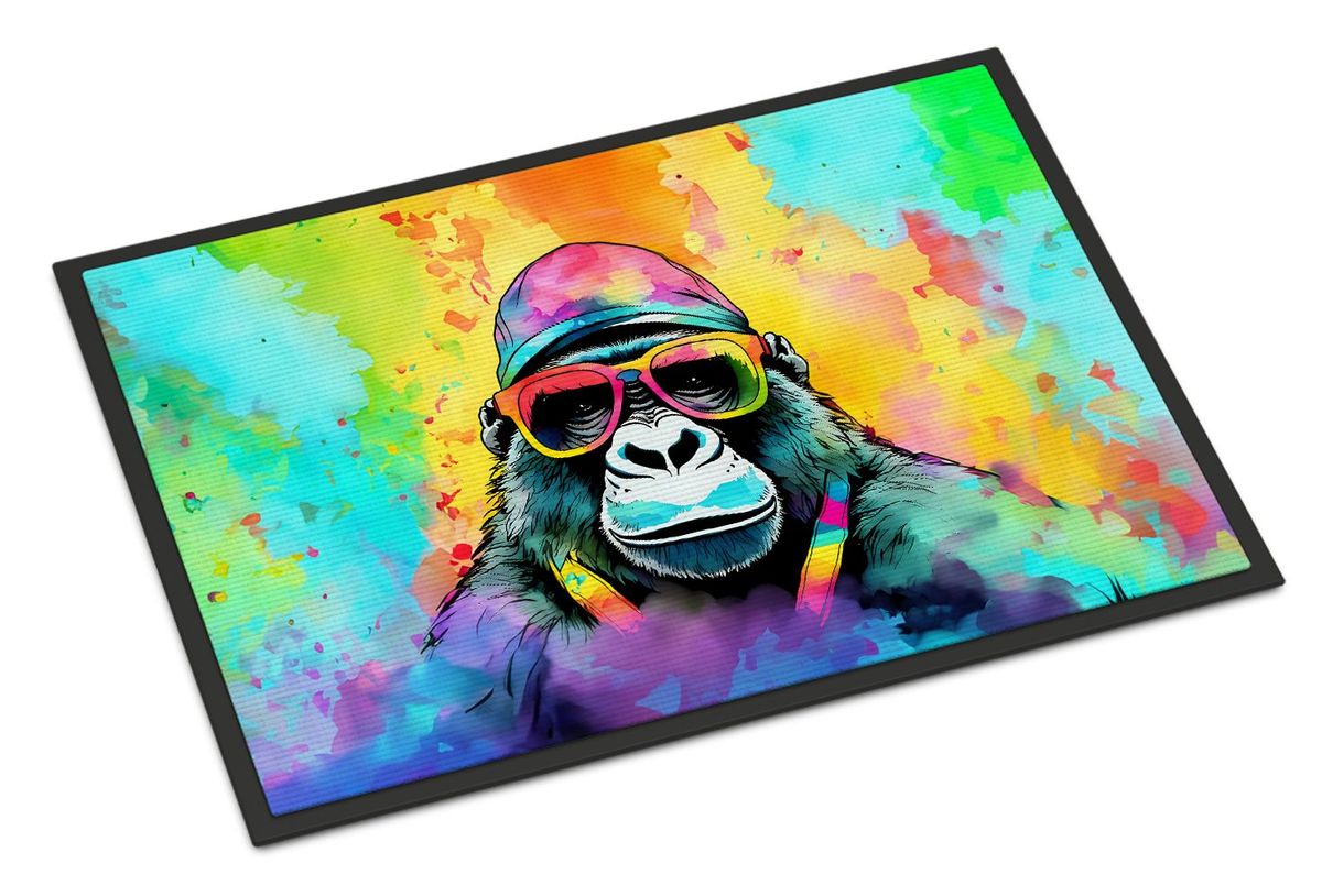 Hippie Animal Gorilla Doormat Front Door Mat Indoor Outdoor Rugs For Entryway, Non Slip Washable Low Pile, 24H X 36W_maomaolike.com