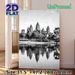 Angkor Wat Themed Painting Poster, Vintage Monochrome Historic Temple With Water Reflection Poster, Brings Cultural Sophistication To Living Room_maomaolike.com