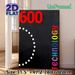 Technology Themed Painting Poster, Vibrant Rainbow Text & Bold Red Number 600 With Dotted Line On Dark Textured Poster, Modern Minimalist Style, Ideal_maomaolike.com