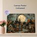 Halloween Village Painting Poster, Vintage Watercolor Spooky Moonlit Village Scene Poster, Atmospheric Seasonal Decor Ideal For Home, Living Room And_maomaolike.com
