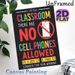 Classroom No Cell Phones Themed Painting Poster, Vibrant Bold Typographic & Graphic Poster, Clear Rule Reminder To Maintain Focused Learning_maomaolike.com