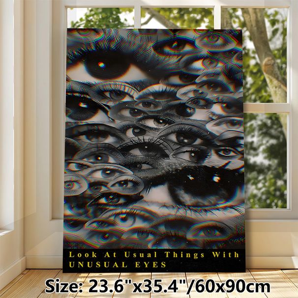 Surreal Eyes Painting Poster, Glitch-style Monochrome & Color-distorted Eyes Poster, Thought-provoking Unique Design, Ideal For Home Studio, Living_maomaolike.com
