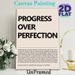 Progress Over Perfection Motivational Painting Poster, Minimalist Typographic Art Poster, Inspirational Text Design To Boost Motivation, Ideal For_maomaolike.com