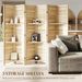 6 Panel 67" Tall Wood Privacy Screen Room Divider With 3 Shelves And Folding Storage For Bedroom, Natural Wood_maomaolike.com