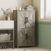 Bathroom Floor Storage Cabinet, Farmhouse Bathroom Cabinet With 4 Doors And Adjustable Shelf, Light Gray_maomaolike.com