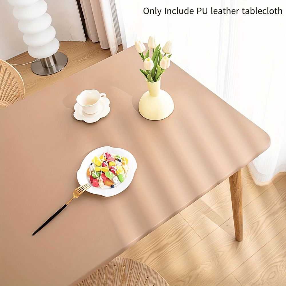 PU Stretch Fitted Rectangle Tablecloth With Elastic Edge 42 X 72 Inch Spandex Stretch Beige Brown Table Cover For Dining Supplies Picnic Outdoor Furniture Protect_maomaolike.com
