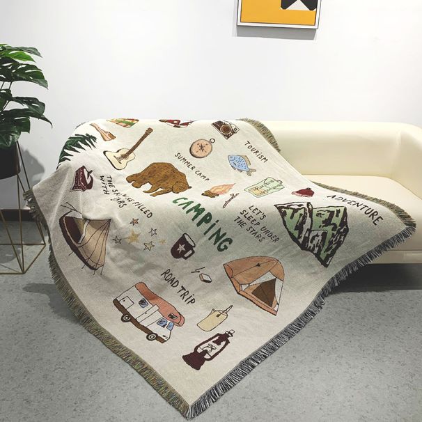 Camping Blanket Moisture Proof Picnic Mat Jacquard Tapestry Ins Style Sofa Towel Line Blanket Multifunctional Sofa Blanket_maomaolike.com