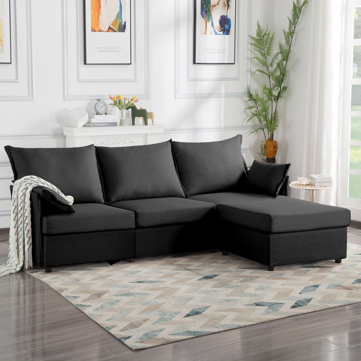 93.7' Sectional Sofa With Ottoman_maomaolike.com