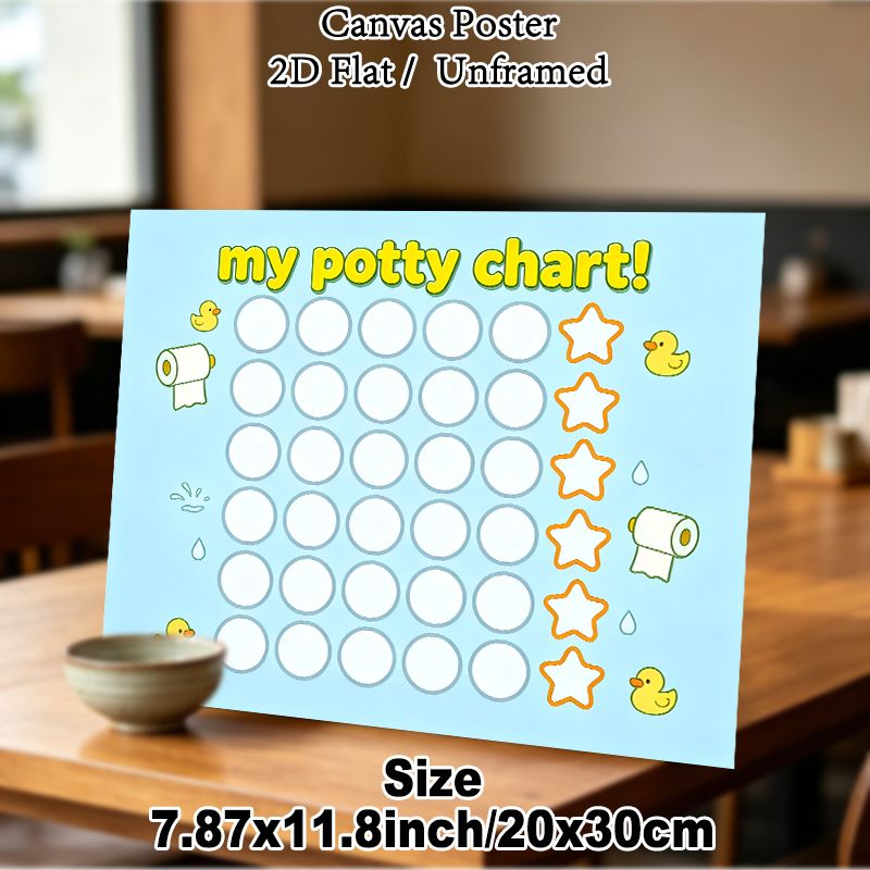 Potty Training Chart Painting Poster, Adorable Cartoon Style Poster, Cheerful Duck & Toilet Paper Design To Track Potty Training Progress, Ideal For_maomaolike.com