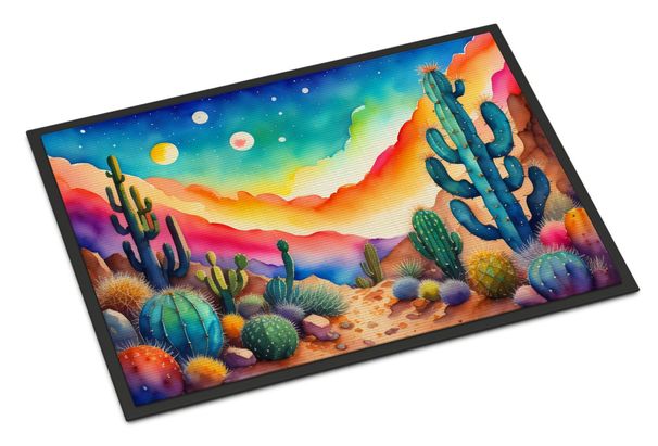 Cactus In Color Doormat Front Door Mat Indoor Outdoor Rugs For Entryway, Non Slip Washable Low Pile, 24H X 36W_maomaolike.com