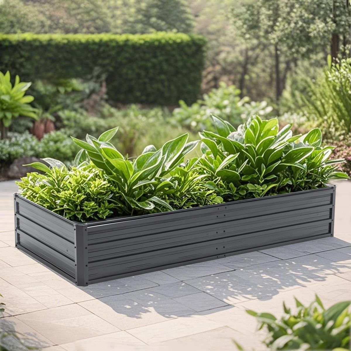 6x3x1 FT Metal Raised Garden Bed Outdoor Reinforced Galvanized Rustproof Colored Steel Planter Boxes For Vegetables, Raised Beds For Growing Flowers Herbs Succulents_maomaolike.com