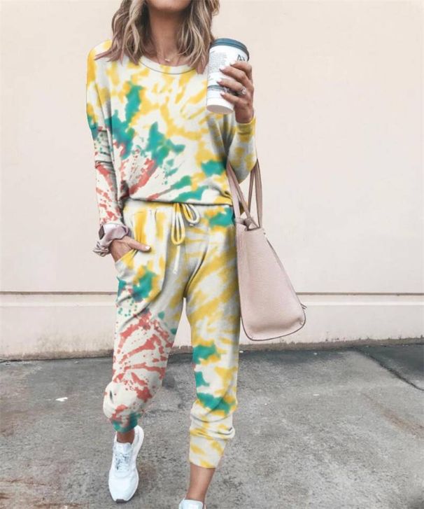 Women's Clothing 2024 spring autumn and winter printed casual long sleeved women's sports suit_maomaolike.com