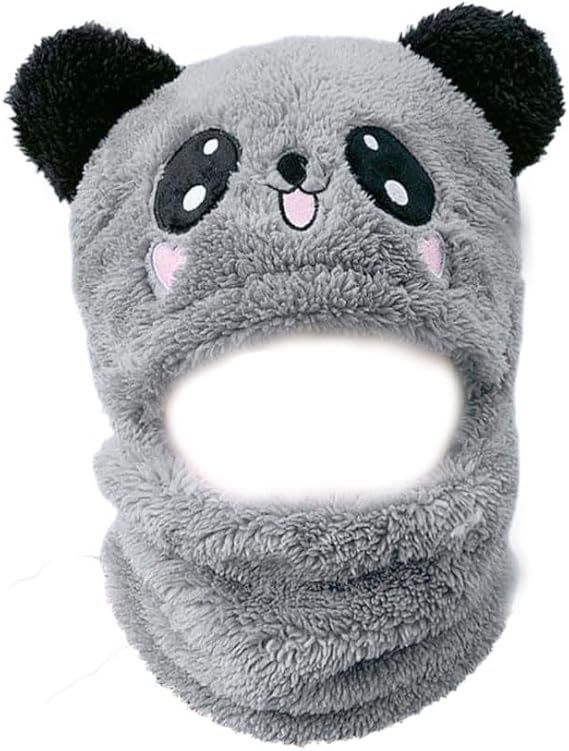 Winter One Piece Hat And Scarf, Unisex Warm Fleece Hat Neck Warmer Hood Cap With Bear Ears_maomaolike.com