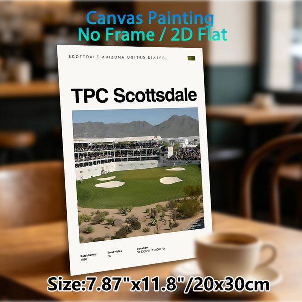 TPC Scottsdale Golf Course Painting Poster, Vibrant Realistic Golf Tournament Venue Scene Poster, Captures Lively Tournament Atmosphere, Ideal For_maomaolike.com