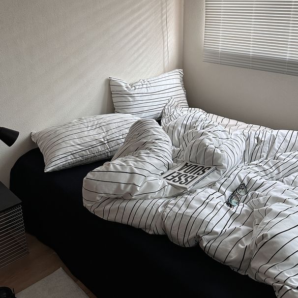 Wholesale INS Japanese Mixed Color Pure Four-Piece All-Cotton Simple Nordic Style Washed Cotton Striped 4-Piece Set_maomaolike.com
