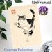 Playful Cat Painting Poster, Elegant Chinese Ink Wash Style Poster, Delicate Black-and-white Cat With Raised Paw, Brings Gentle Artistic Vibe For_maomaolike.com