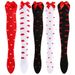Unisex Red lips heart Valentine's Day women's stockings Holiday dress up Date party knitted bow socks_maomaolike.com