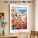 Santorini Flower Market Painting Poster, Vibrant Coastal Town With Lush Blooming Colorful Florals Poster, Delivers Fresh Warm Ambiance, Ideal For_maomaolike.com