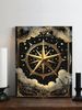 Dark Fantasy-style Nautical Adventure Compass With Constellation Pointer, Living Room Sofa Backdrop Decorative Painting, Art Exhibition Piece_maomaolike.com