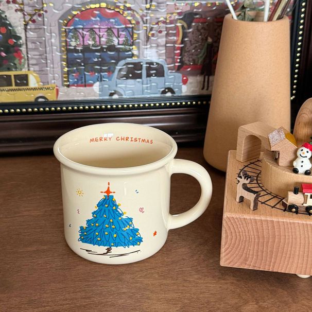 New Christmas Mug, Cute Coffee Cup, Christmas Tree Ceramic Water Cup, Christmas Gift Cup, Couple Cup_maomaolike.com