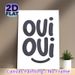 Oui Oui Typography Painting Poster, Minimalist Dark Curvy Lettering With Smiley Poster, Playful French-inspired Wall Decor Ideal For Living Room_maomaolike.com