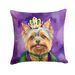 Yorkshire Terrier King Of Mardi Gras Throw Pillow Machine Washable, Indoor Outdoor Decorative Pillow For Couch, Bed Or Patio, 14Hx14W_maomaolike.com