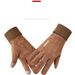 Men's autumn and winter suede gloves thick warm touch screen outdoor cycling driving delivery non slip full finger gloves_maomaolike.com