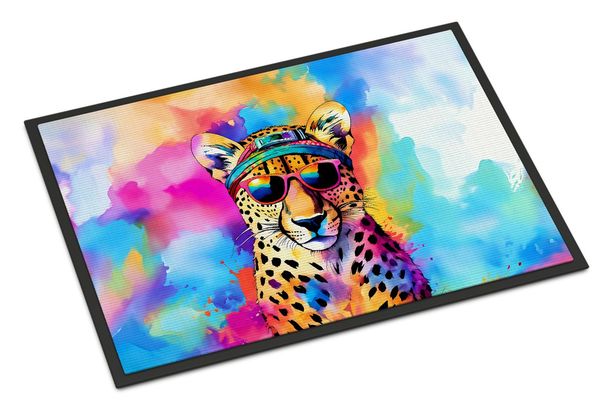 Hippie Animal Cheetah Doormat Front Door Mat Indoor Outdoor Rugs For Entryway, Non Slip Washable Low Pile, 24H X 36W_maomaolike.com