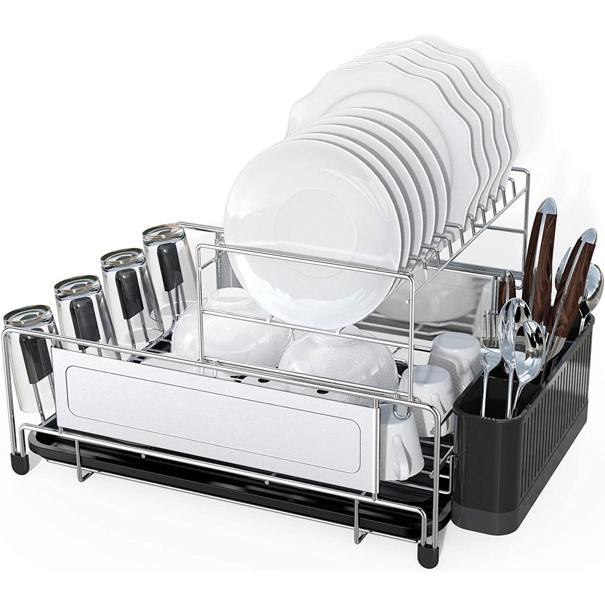 Kitchen dish storage rack bowl and chopstick rack drain rack stainless steel multifunctional tableware rack knife rack_maomaolike.com