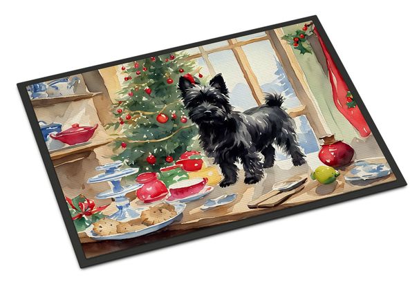 Cairn Terrier Christmas Cookies Doormat Front Door Mat Indoor Outdoor Rugs For Entryway, Non Slip Washable Low Pile, 24H X 36W_maomaolike.com