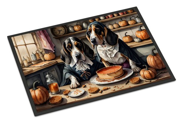Basset Hound Fall Kitchen Pumpkins Doormat Front Door Mat Indoor Outdoor Rugs For Entryway, Non Slip Washable Low Pile, 24H X 36W_maomaolike.com