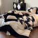French Style Wide Edge Black Silk Ladylike 100-Count Autumn Winter Brushed Four-Piece Set Soft Breathable Long-Staple Cotton Duvet_maomaolike.com