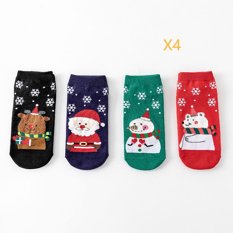 Christmas 4 pairs/set Socks Lady Autumn winter cotton Christmas socks cartoon socks 4 double New Year socks Cute Christmas socks_maomaolike.com
