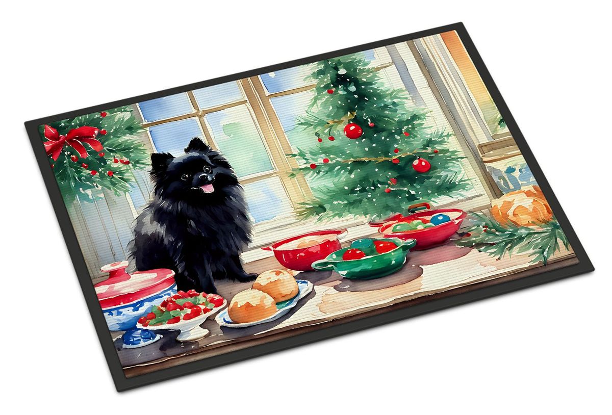 Pomeranian Christmas Cookies Doormat Front Door Mat Indoor Outdoor Rugs For Entryway, Non Slip Washable Low Pile, 24H X 36W_maomaolike.com