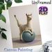 Yoga Llama Painting Poster, Cute Whimsical Llama With Pink Headband Doing Yoga On Exercise Ball Poster, Playful Decorative Piece Ideal For Gym, Home_maomaolike.com