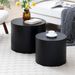 Round Coffee Table Set Of 2, Nesting Coffee Tables For MDF With Veneer .for Living Room,office,bedroom,Natural, 4Colors BLACK_maomaolike.com
