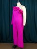 Women's oblique collar ruffle jumpsuit Commuter style high waist casual tights Jumpsuit_maomaolike.com